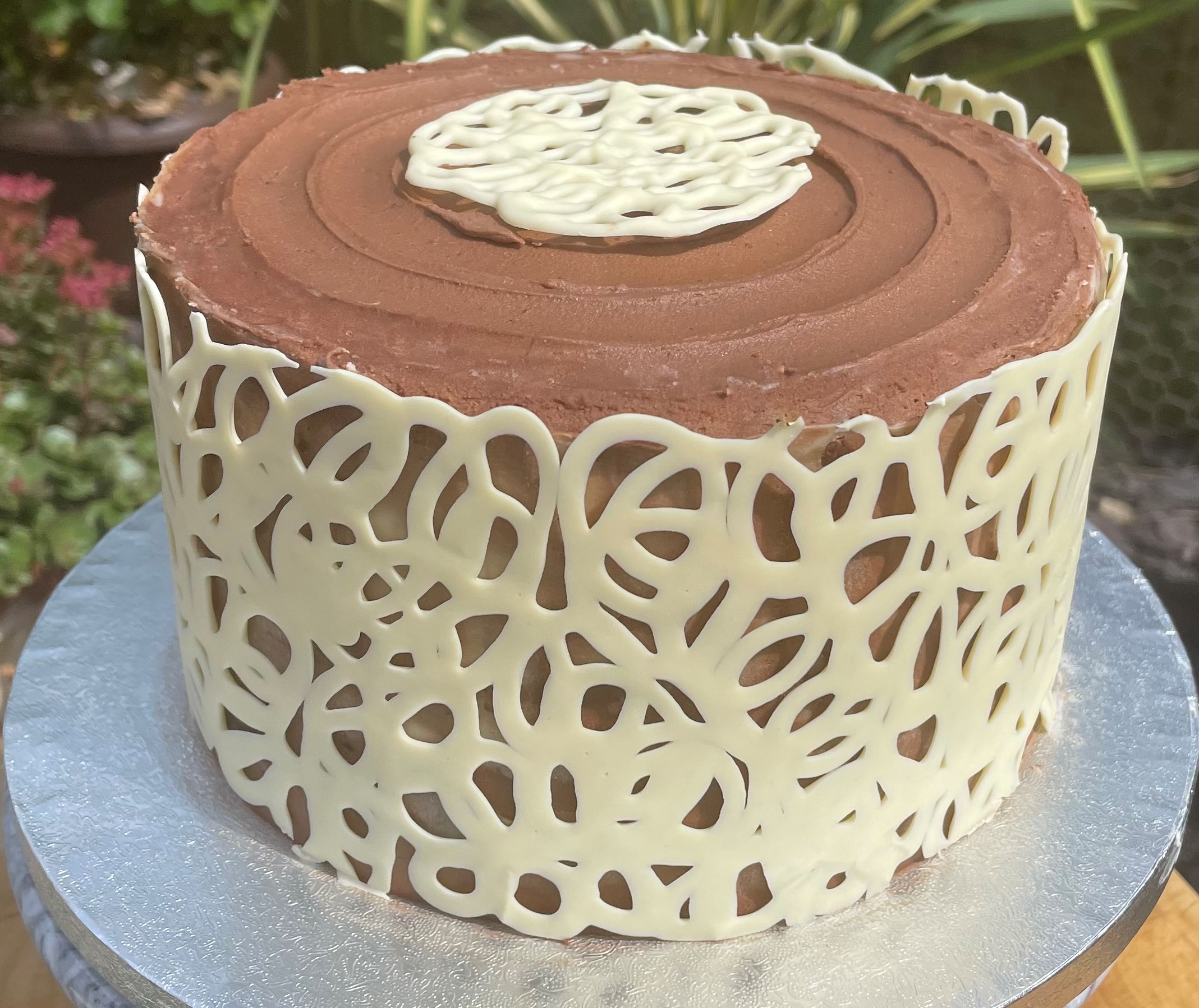 C - Chocolate Cake with Spotted Chocolate Collar - Ribbons to Pastas